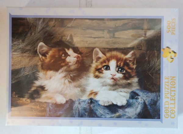 Gold Puzzle - Two Kittens in a Basket - NIEUW