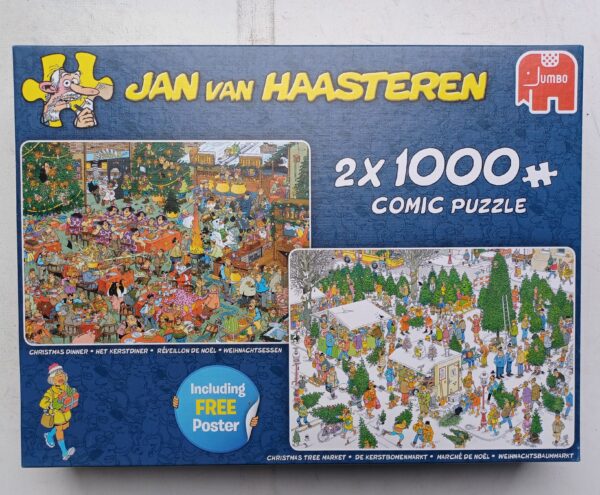 Jan van Haasteren - Het Kerstdiner - De Kerstbomenmarkt - 2x1000