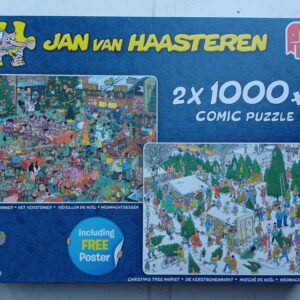 Jan van Haasteren - Het Kerstdiner - De Kerstbomenmarkt - 2x1000