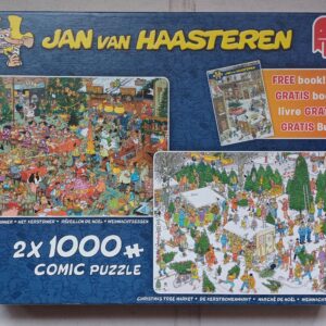 Jan van Haasteren - Het Kerstdiner - De Kerstbomenmarkt - 2x1000 - Met het boek erbij